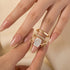 6.5Ct elongated cushion ring set worn on hand