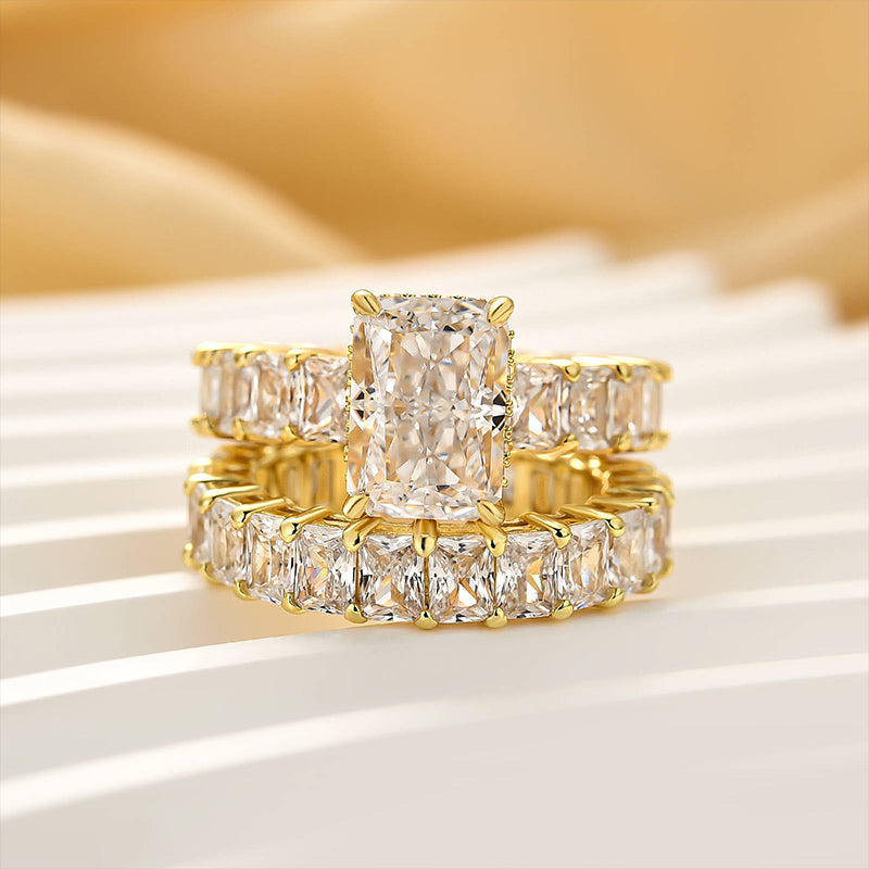 3.5Ct Luxe Radiant Cut Engagement Ring Travel Ring With Radiant Cut Wedding Band