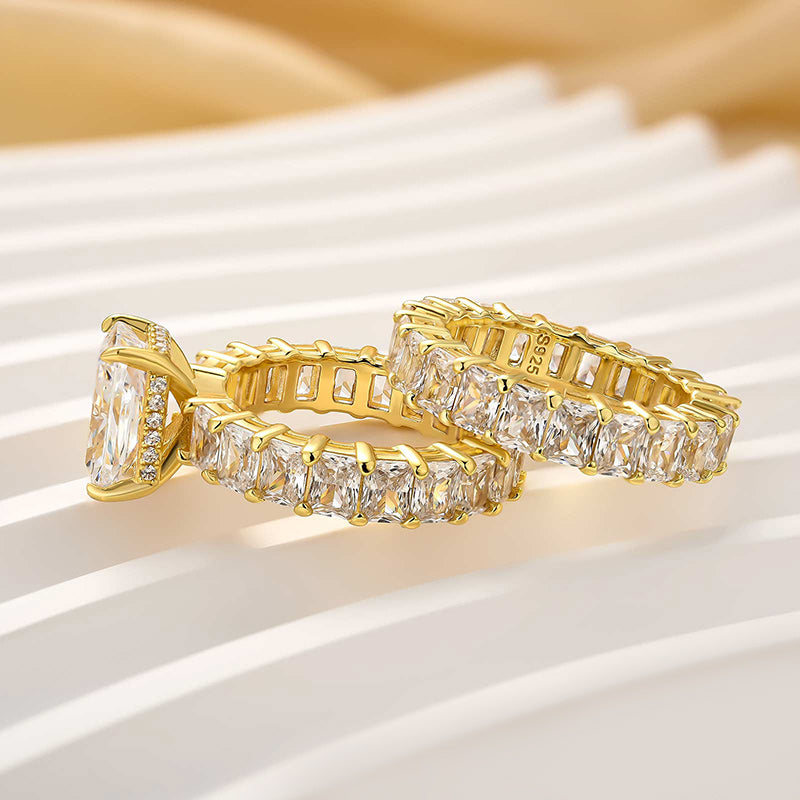 3.5Ct Luxe Radiant Cut Engagement Ring Travel Ring With Radiant Cut Wedding Band