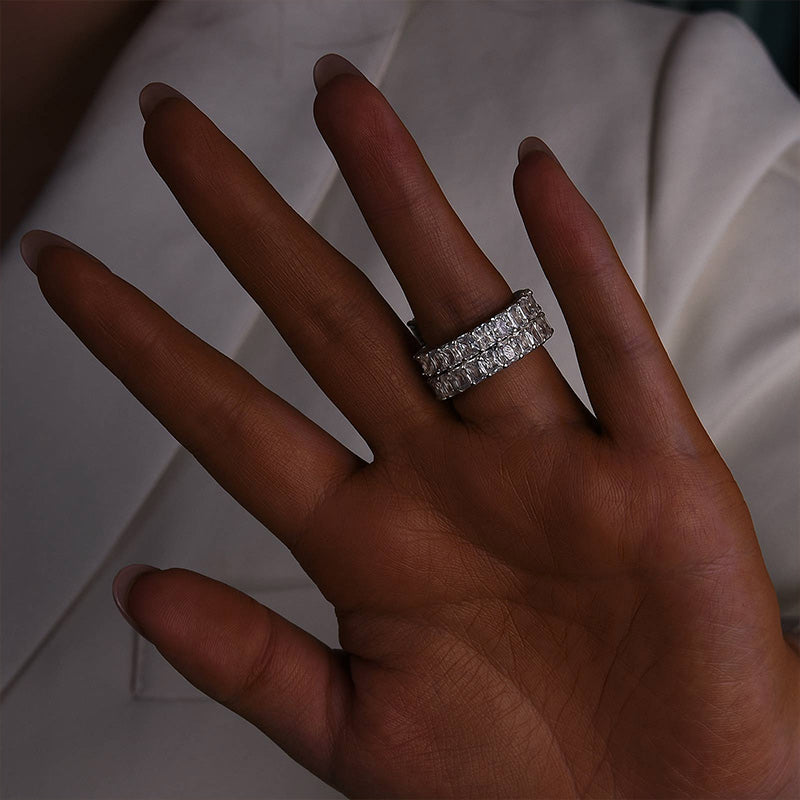 5.0Ct Luxe Radiant Cut Engagement Ring Travel Ring With Radiant Cut Wedding Band