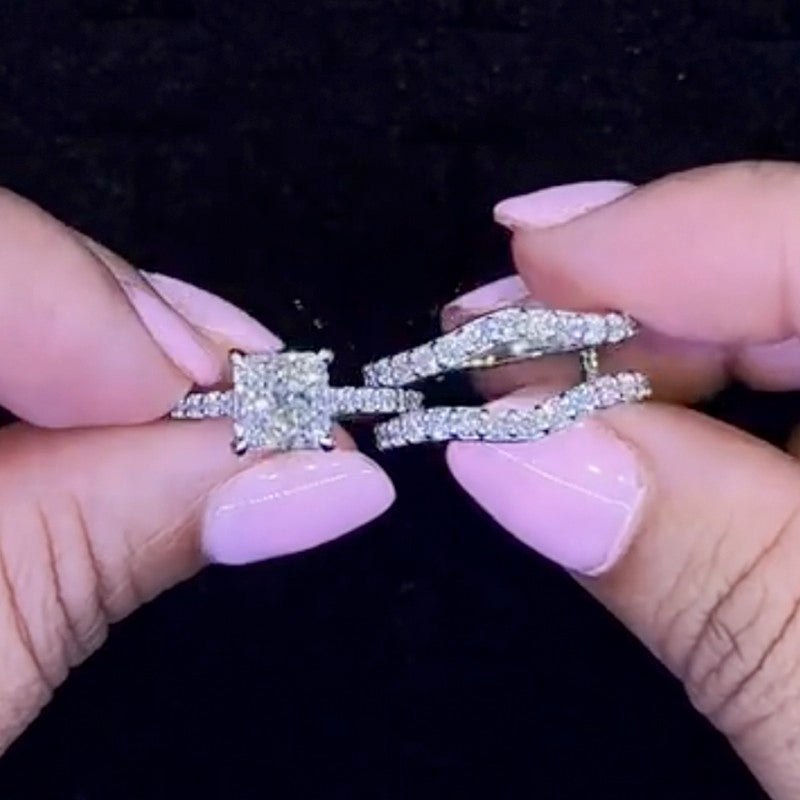 Princess 29 Insert Princess Cut Wedding Set – Louily Jewelry