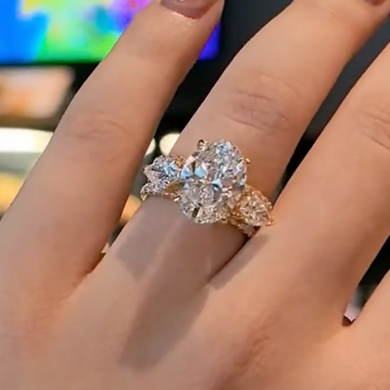 3PC 4.5Ct Oval Cut Insert Wedding Ring Set Travel Rings