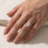 Rose Gold Radiant Cut Bridal Ring Set on Hand