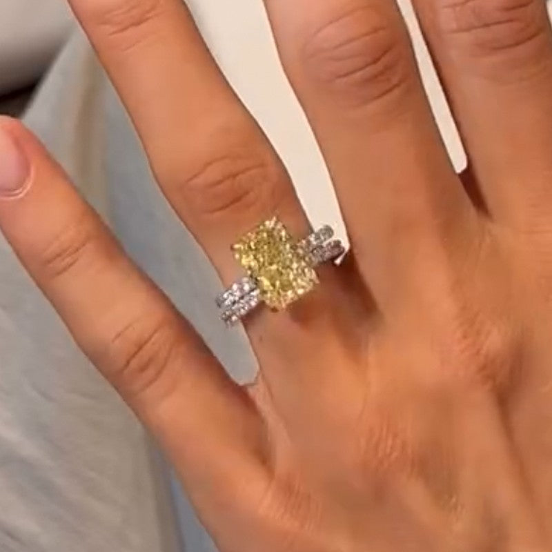 3.5Ct Radiant Cut Wedding Ring Set With Open Wedding Band