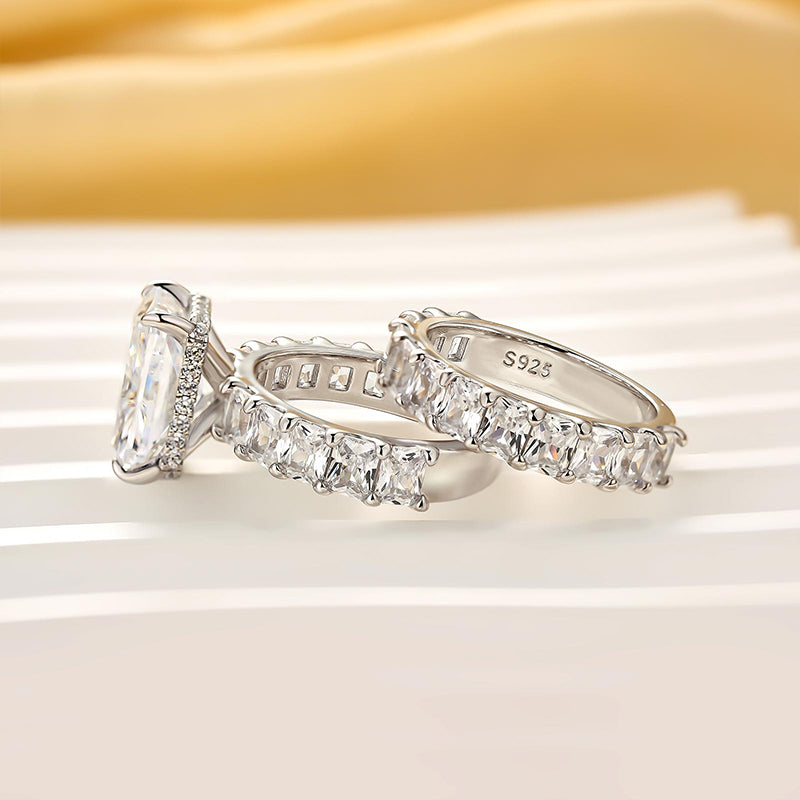 5.0Ct Luxe Radiant Cut Half Engagement Ring Travel Ring With Radiant Cut Half Wedding Band