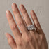 White Gold Radiant Cut Bridal Ring Set Worn on Hand