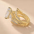 Side view of radiant cut wedding ring and jacket band