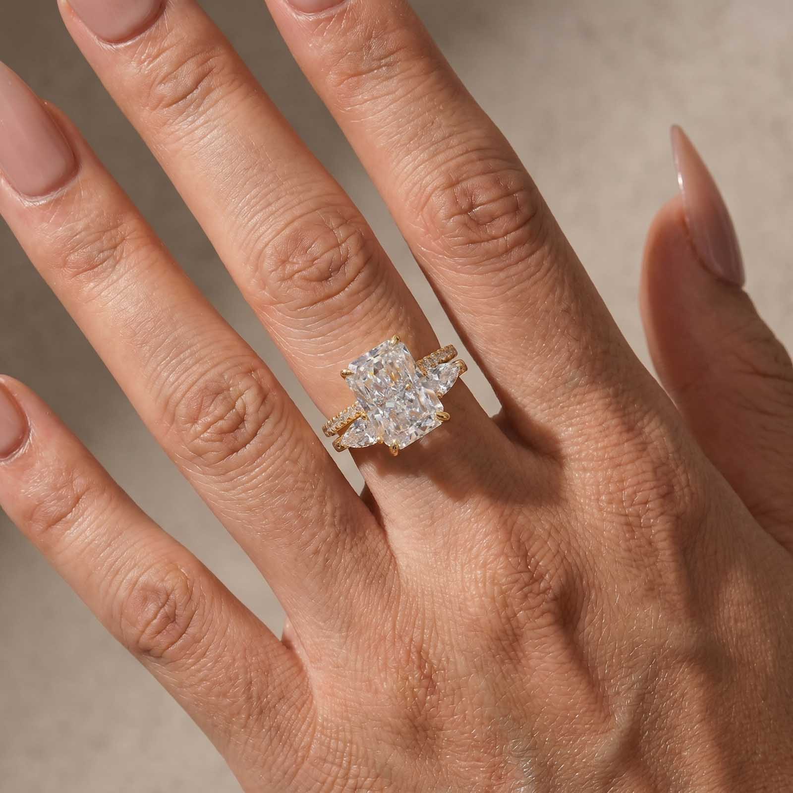 S925 7.0Ct Radiant Cut Insert Wedding Ring Set For Women In Sterling Silver