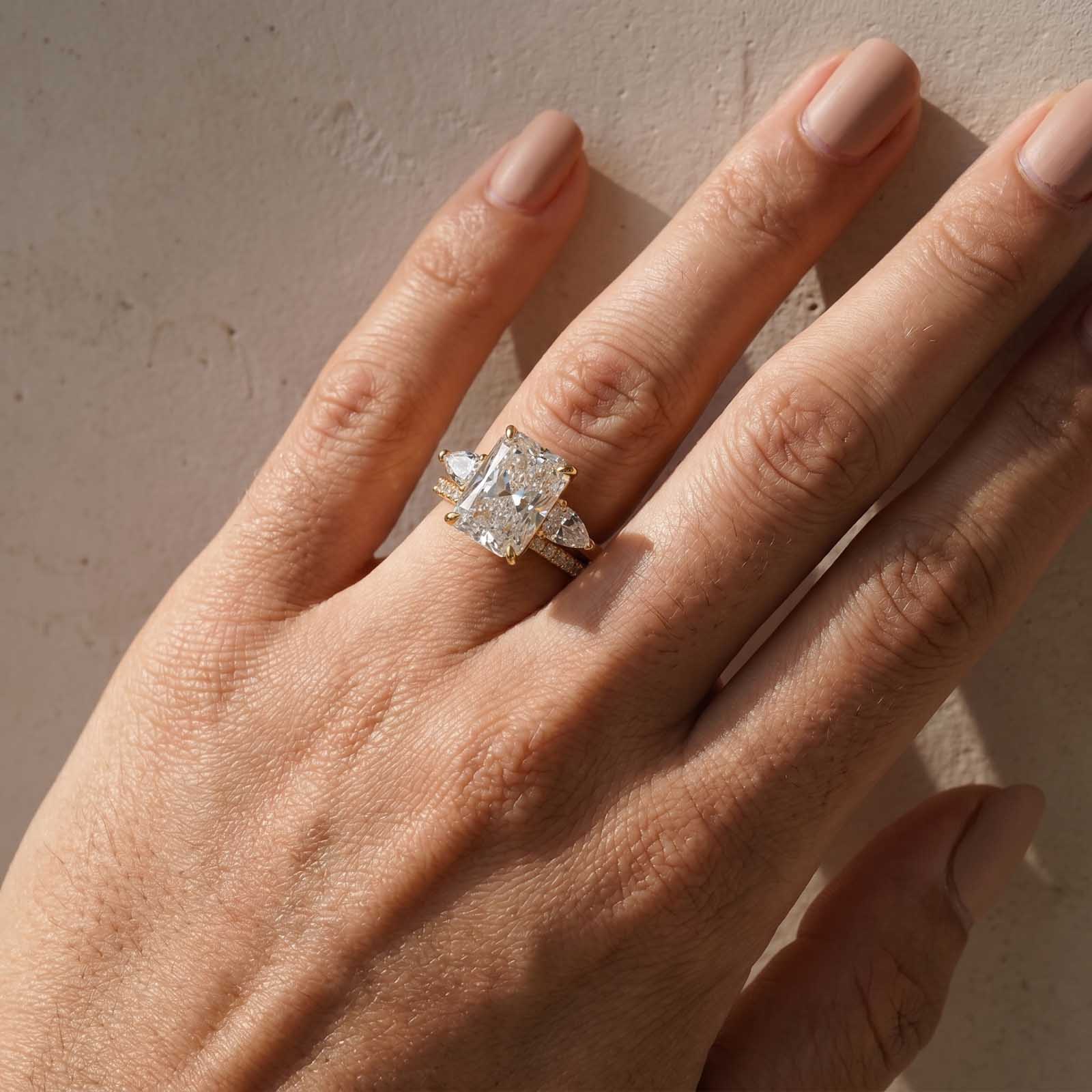 S925 7.0Ct Radiant Cut Insert Wedding Ring Set For Women In Sterling Silver