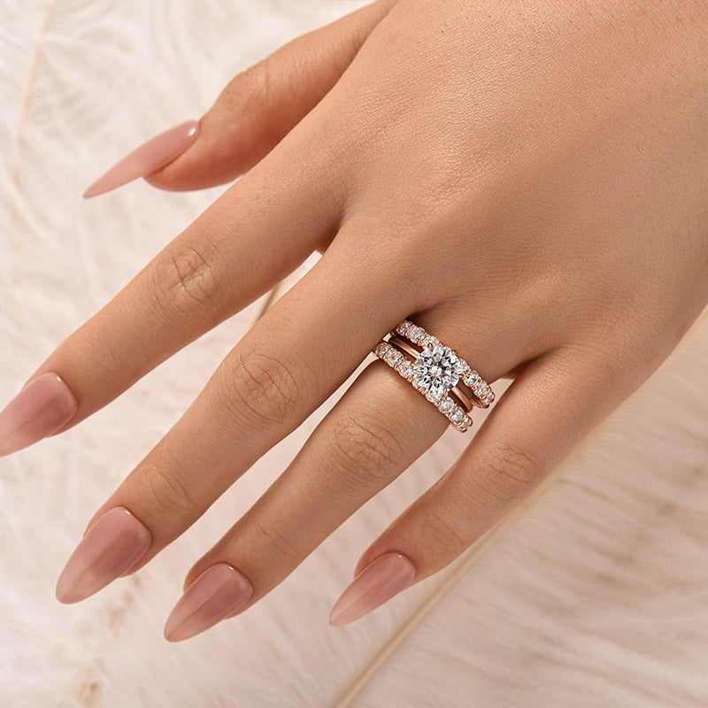 Louily Classic Round Cut 3-Pieces Wedding Set In Sterling Silver