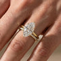 S925 2PC 4.0Ct Solitaire Marquise Cut Engagement Ring with Pave Band - louilyjewelry