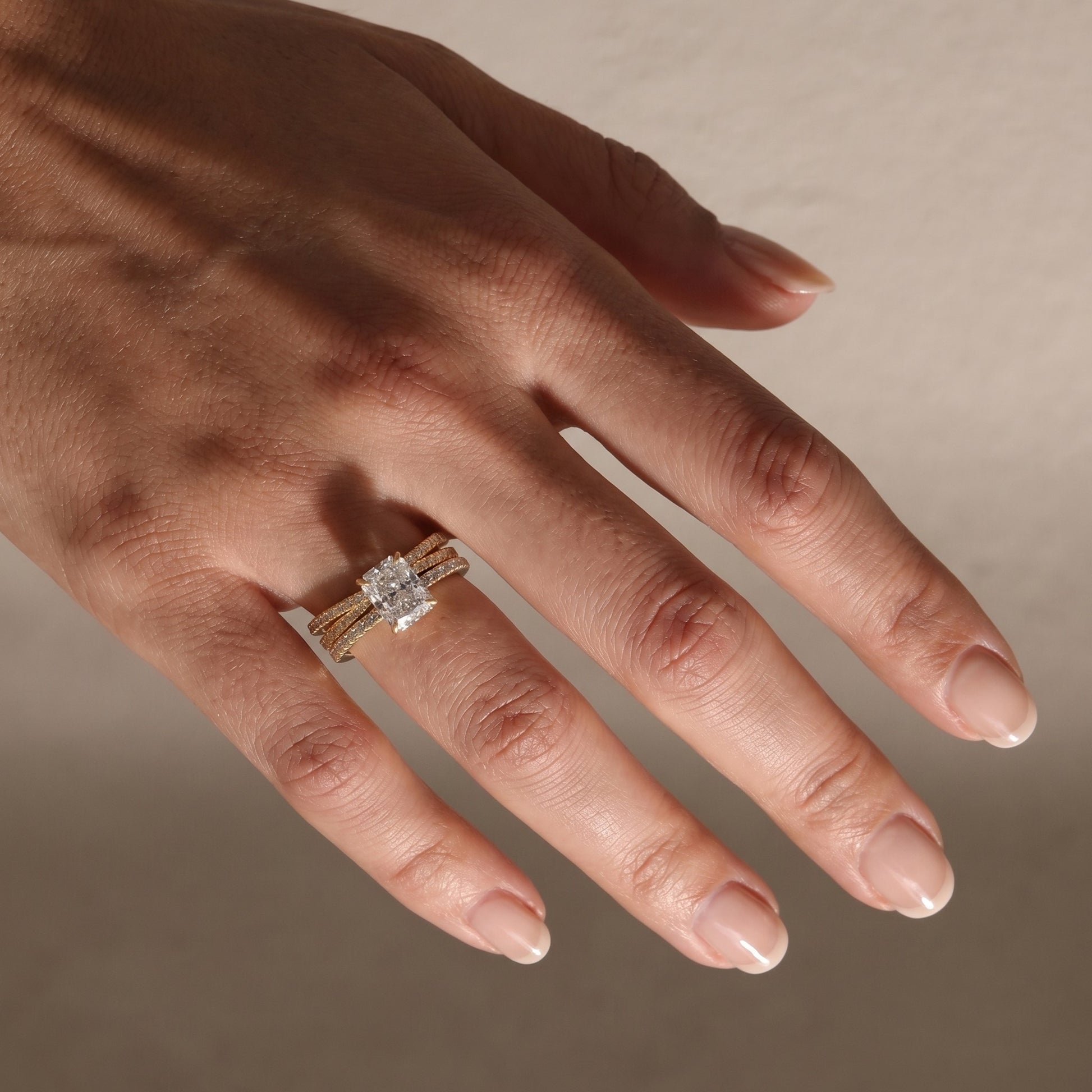 S925 3.5Ct Radiant Cut Engagement Ring in Sterling Silver with Classic X Criss Cross Wedding Band