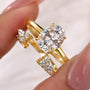 S925 2.0Ct Oval Cut Hidden Halo 2PC Stackable Enhancer Ring Sets in Sterling Silver