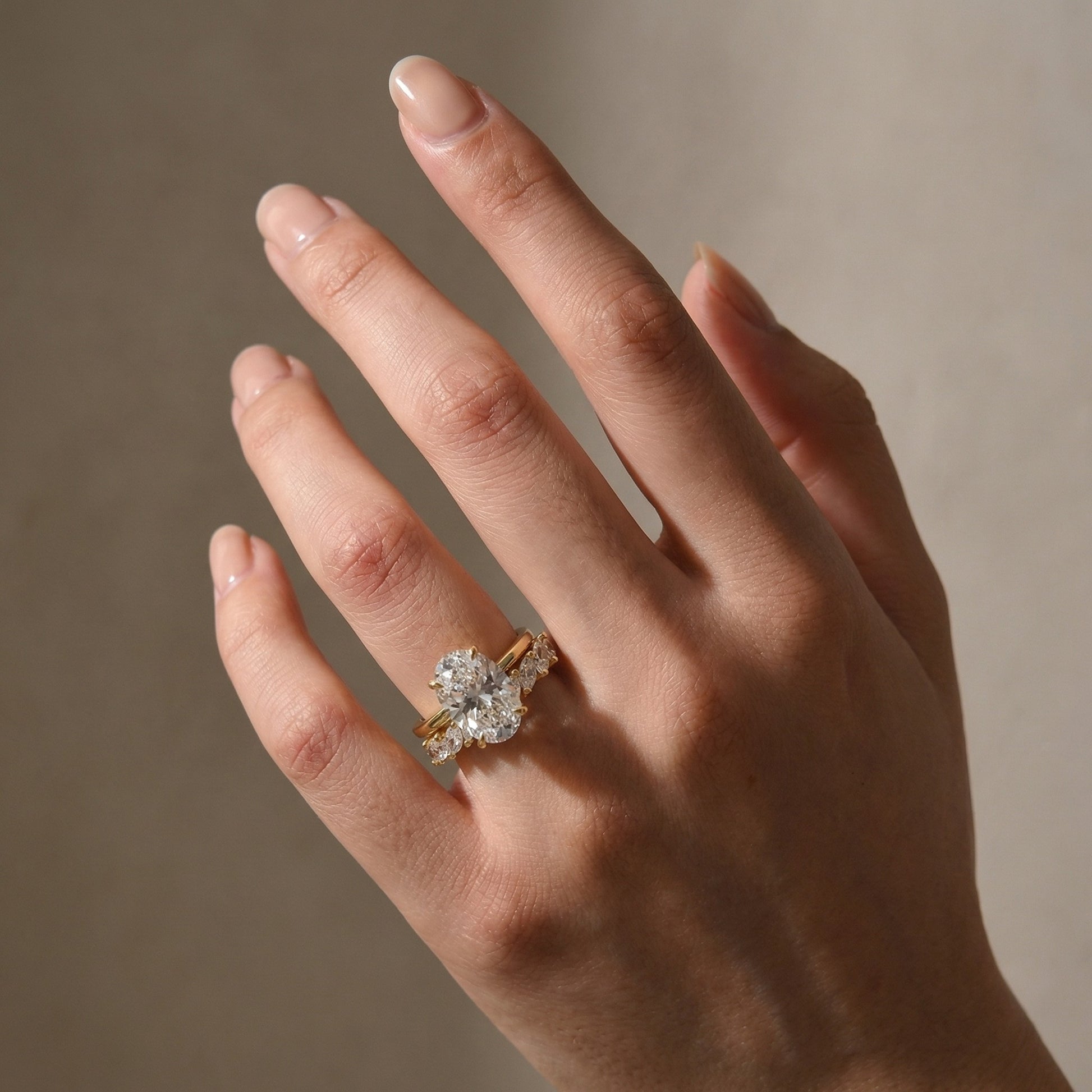 S925 4.5Ct Oval Cut Engagement Ring in Sterling Silver with Marquise Cut Half Wedding Band