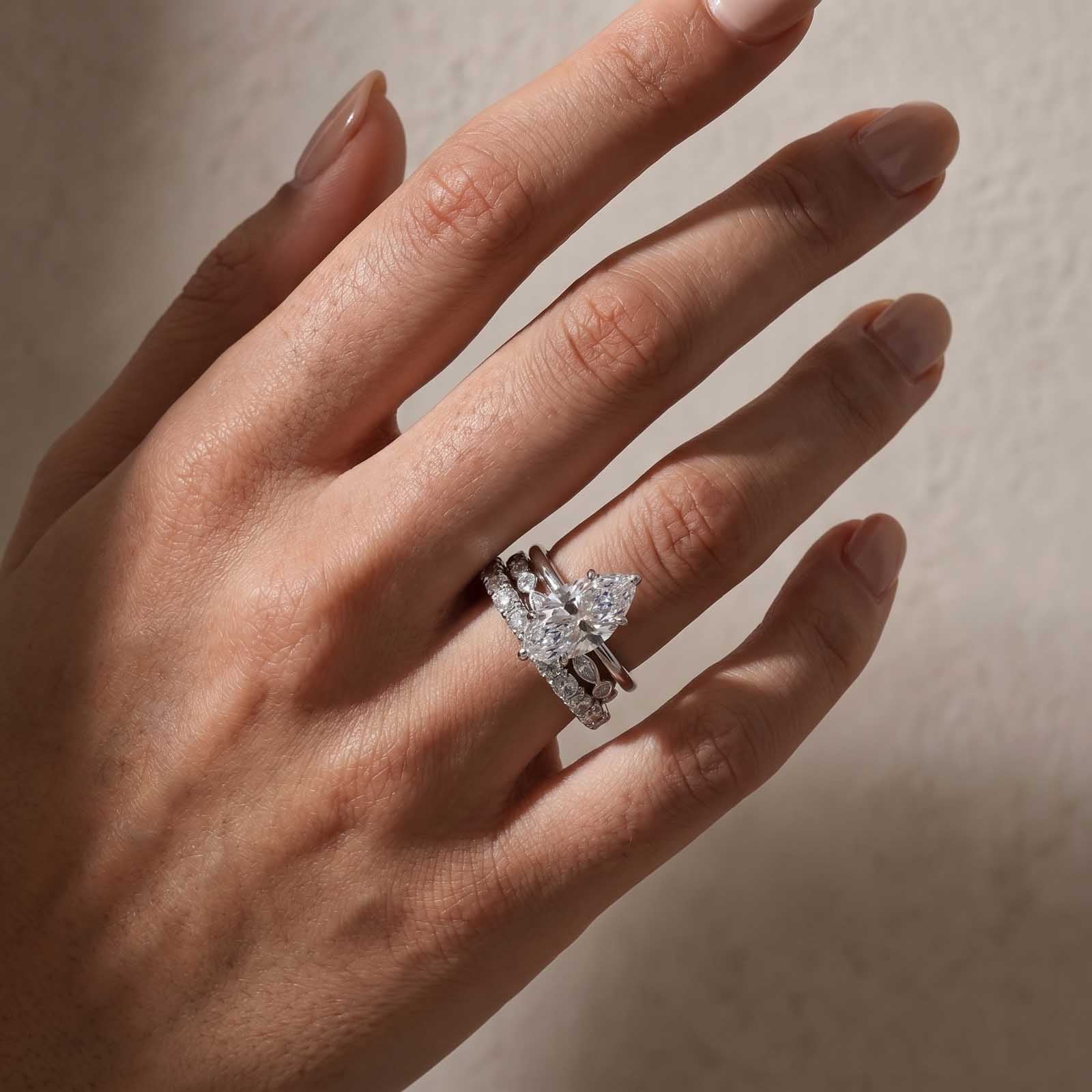 S925 3PC 4.0Ct Marquise Cut Hidden Halo Stackable Infinity Pattern Bridal Set Vintage Rings For Ring Gift