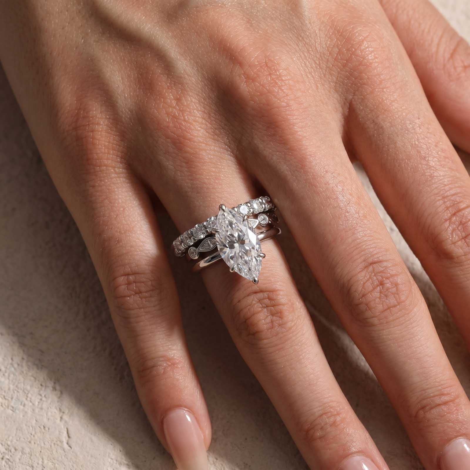 S925 3PC 4.0Ct Marquise Cut Hidden Halo Stackable Infinity Pattern Bridal Set Vintage Rings For Ring Gift