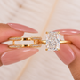 S925 4.5Ct Radiant Cut Solitaire Enhancer Stackable Open Wedding Ring Sets