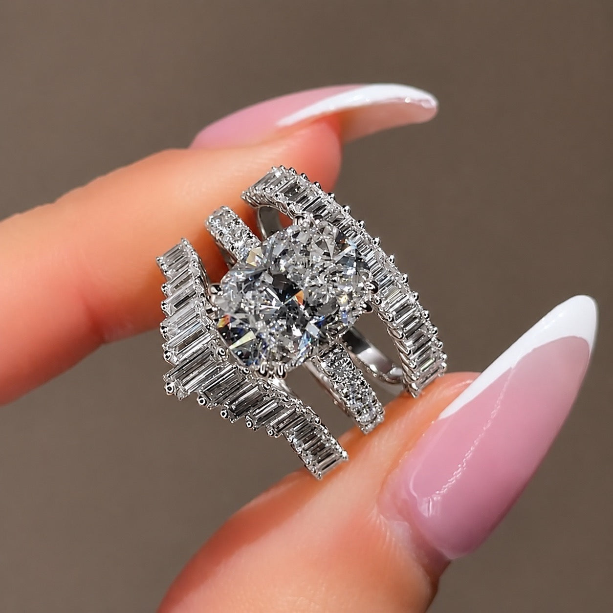 S925 3PC 5.5Ct Cushion Cut Stackable Party Ring Set Bridal Ring Set For Everyday Wear