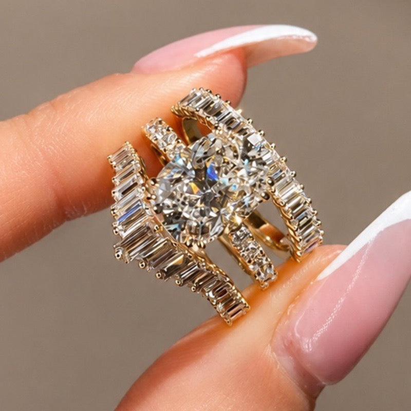 S925 3PC 5.5Ct Cushion Cut Stackable Party Ring Set Bridal Ring Set For Everyday Wear
