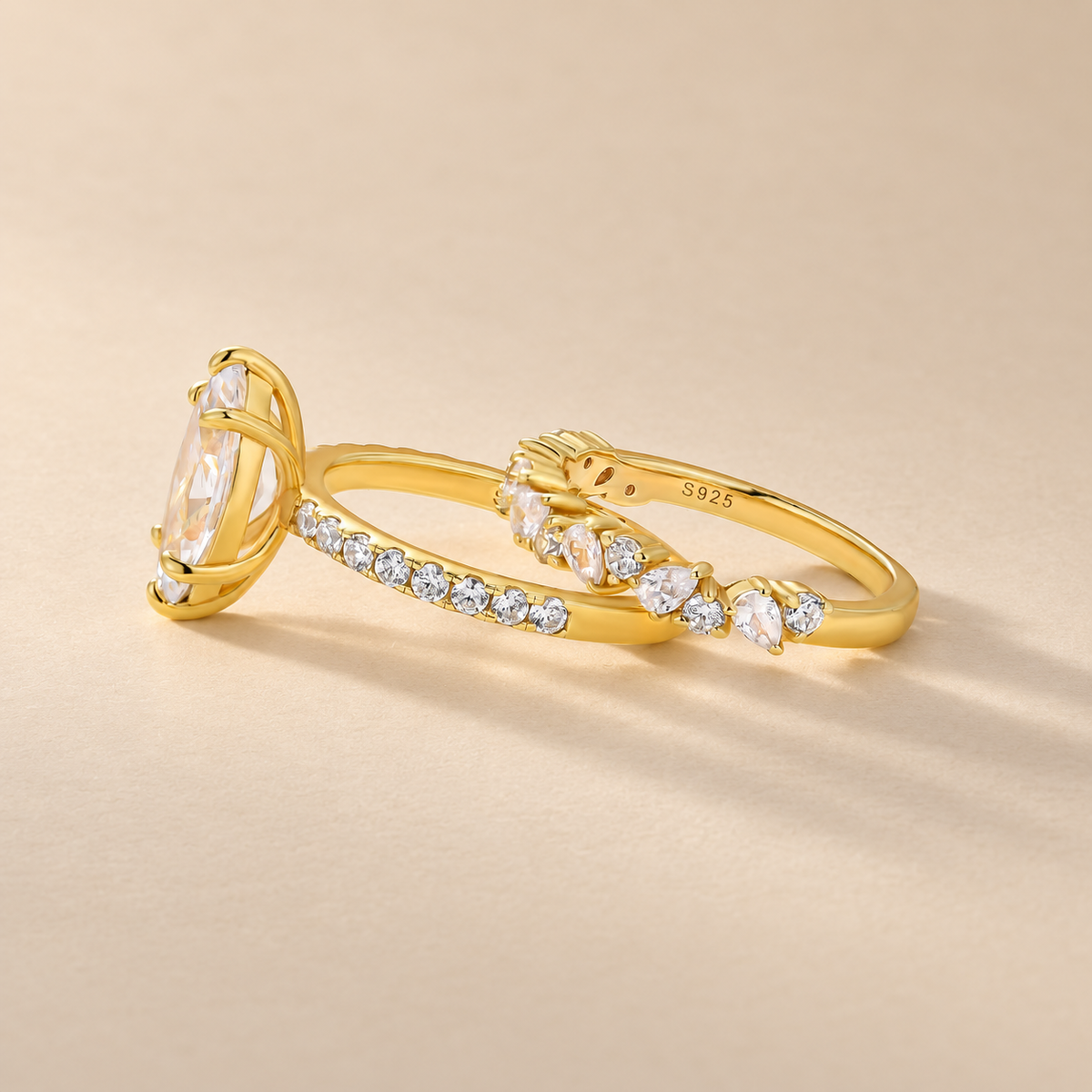 S925 2.0Ct Marquise Cut Engagement Ring With Unique Half 1.5Ct Band For Everyday Wear