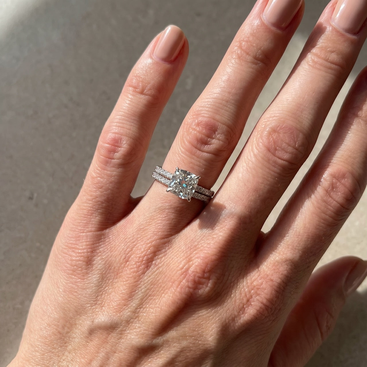 S925 Classic 3.0 Carat Cushion Cut White Sapphire Wedding Set In Sterling Silver