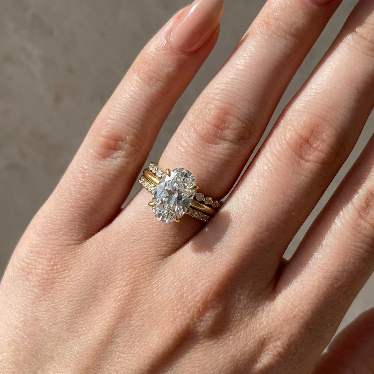 Louily Oval Cut Yellow Gold Women's Wedding Ring Set In Sterling Silver