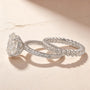 Moissanite 4.0Ct Hidden Halo Oval Cut White Gold Engagement Ring with 3.0Ct Oval Cut Wedding Band - louilyjewelry
