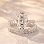Moissanite 4.0Ct Hidden Halo Oval Cut White Gold Engagement Ring with 3.0Ct Oval Cut Wedding Band - louilyjewelry