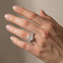 Moissanite 4.0Ct Hidden Halo Oval Cut White Gold Engagement Ring with 3.0Ct Oval Cut Wedding Band - louilyjewelry