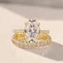 Moissanite 4.0Ct Hidden Halo Oval Cut Yellow Gold Engagement Ring with 3.0Ct Oval Cut Wedding Band - louilyjewelry