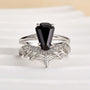 Louily Unique Split Shank Spider Design Coffin Cut Wedding Ring Set - louilyjewelry