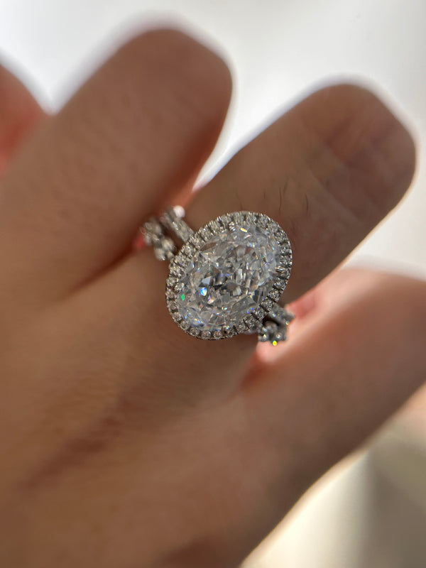 Louily Exquisite Halo Oval Cut Wedding Set For Women In Sterling Silver