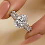 S925 Attractive 2PC 2.5Ct Oval Cut Bridal Wedding Ring Set Stackable Ring Set For Daily Wear
