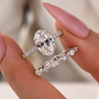 Attractive 2PC 2.5Ct Oval Cut Bridal Wedding Ring Set Stackable Ring Set For Daily Wear