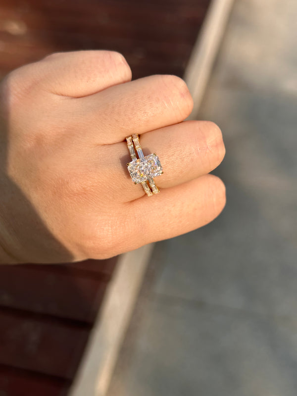 Louily Special Yellow Gold Radiant Cut Wedding Set