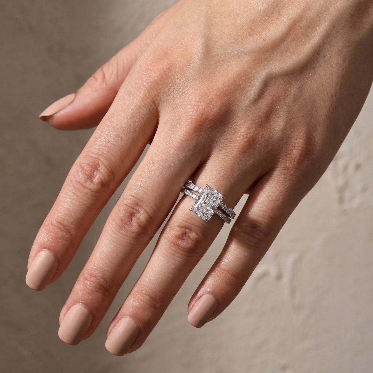 S925 3.5Ct Radiant Cut Wedding Ring Set Affordable Bridal Rings Stackable Travel Rings