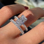 Louily 3.5Ct Radiant Cut Wedding Ring Set - louilyjewelry