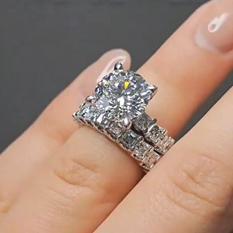 Louily Luxury Round Cut Wedding Ring Set - louilyjewelry