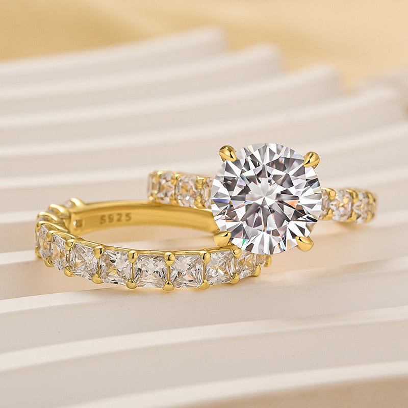 2PC Elegant 4.0Ct Round Cut Wedding Ring Set Engagement Ring With Eternity