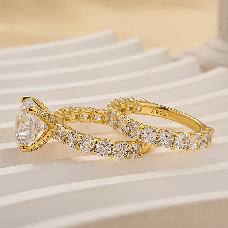 2PC Elegant 4.0Ct Round Cut Wedding Ring Set Engagement Ring With Eternity