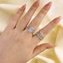 Louily Excellent Crushed Ice Radiant Cut 4PC Wedding Ring Set - louilyjewelry