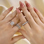Louily Excellent Crushed Ice Radiant Cut 4PC Wedding Ring Set - louilyjewelry