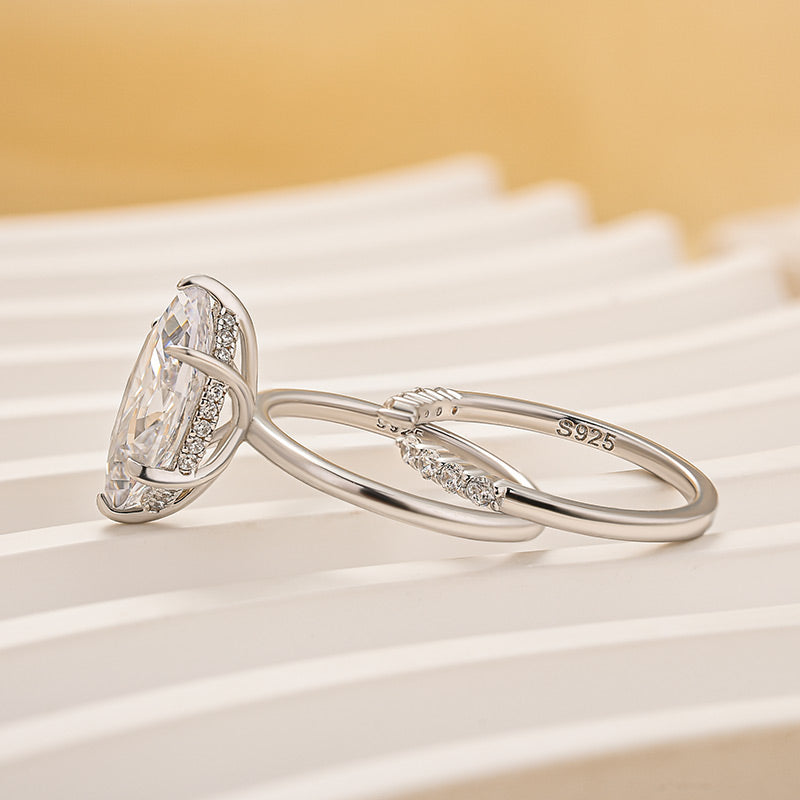 Louily Special Marquise Cut Open Wedding Ring Set