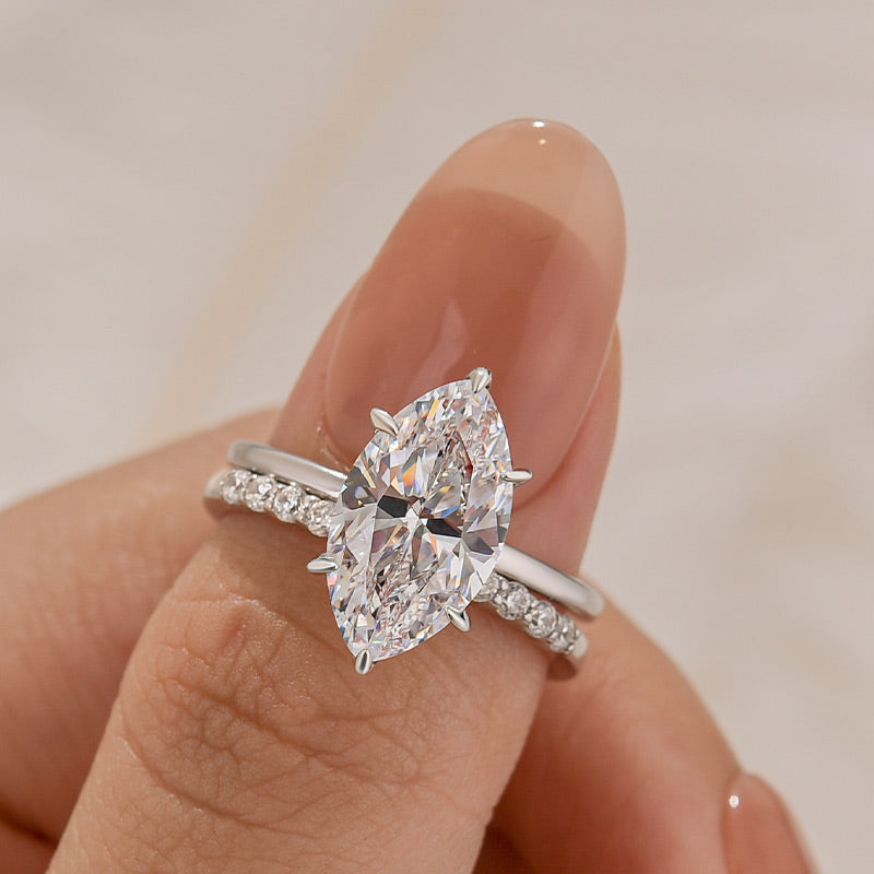 Louily Special Marquise Cut Open Wedding Ring Set
