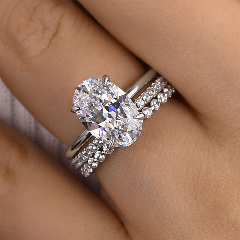 Louily Oval Cut Yellow Gold Women's Wedding Ring Set In Sterling Silver - louilyjewelry