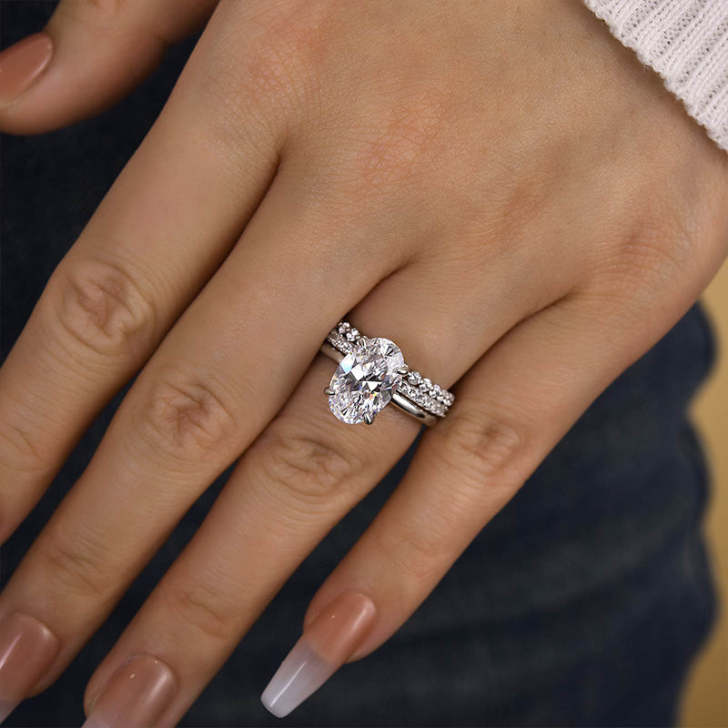 Louily Oval Cut Yellow Gold Women's Wedding Ring Set In Sterling Silver - louilyjewelry