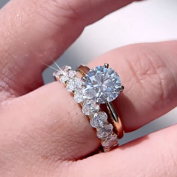 Louily Elegant Round Cut Simulated Diamond Bridal Ring Set