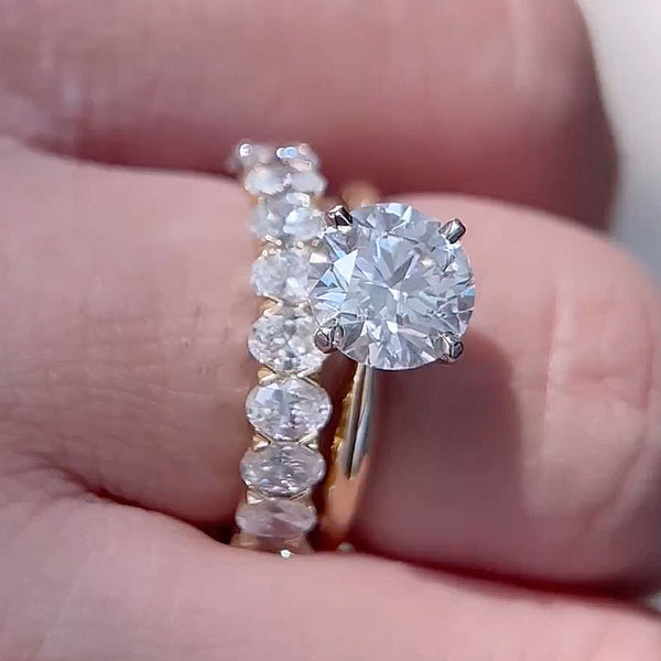Louily Elegant Round Cut Simulated Diamond Bridal Ring Set