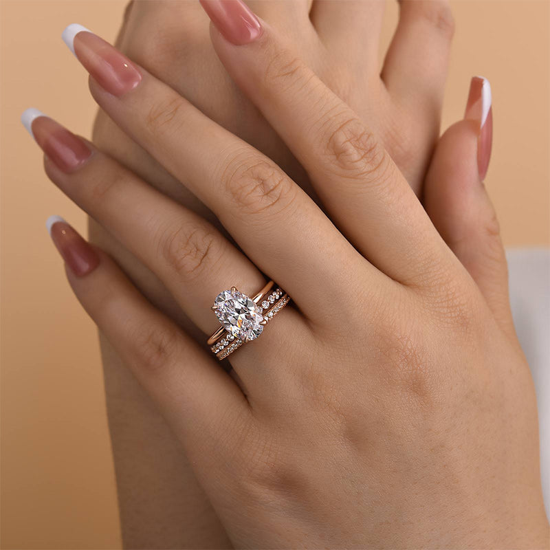 Louily Oval Cut Yellow Gold Women's Wedding Ring Set In Sterling Silver - louilyjewelry