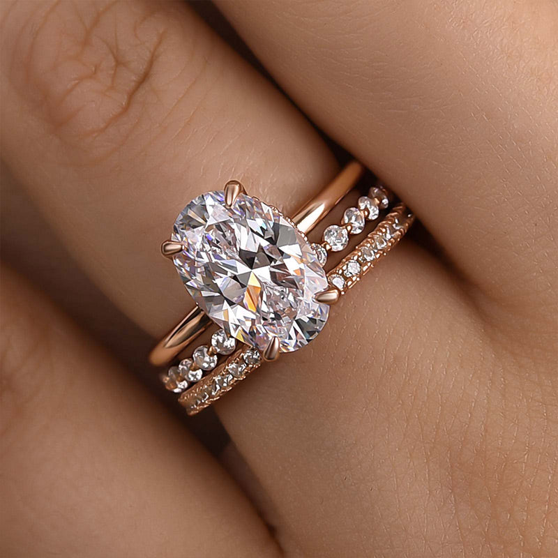 Louily Oval Cut Yellow Gold Women's Wedding Ring Set In Sterling Silver - louilyjewelry